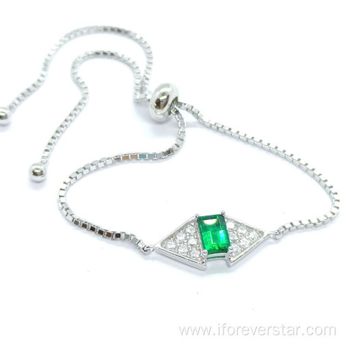 Hot Selling Jewelry S925 Silver Adjustable Bracelet Emeralds